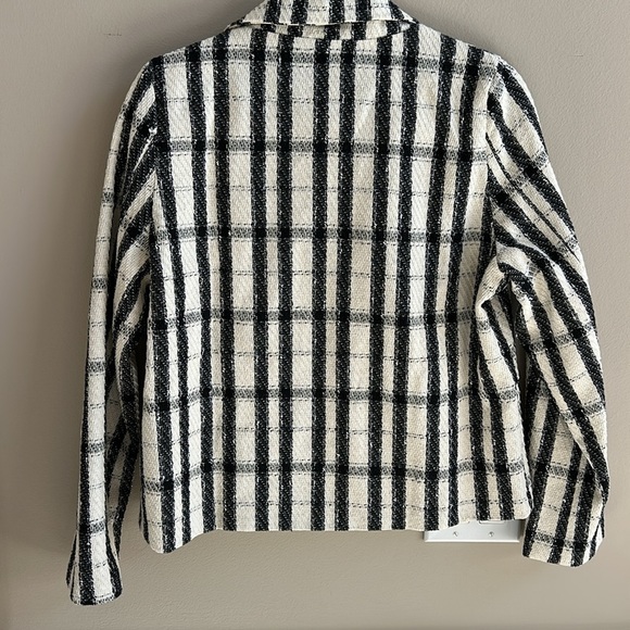 Vestique Becca Plaid Cropped Blazer Black Cream Scalloped NWT Size Medium - Picture 12 of 12